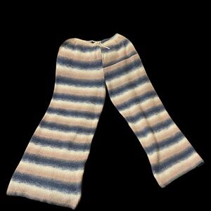 Boohoo Striped Wide Leg Pants - Blue, Cream, Tan (Part of a Set)